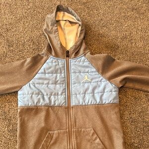 Jordan Kids Brown and Light Blue Hooded Puffer Jacket